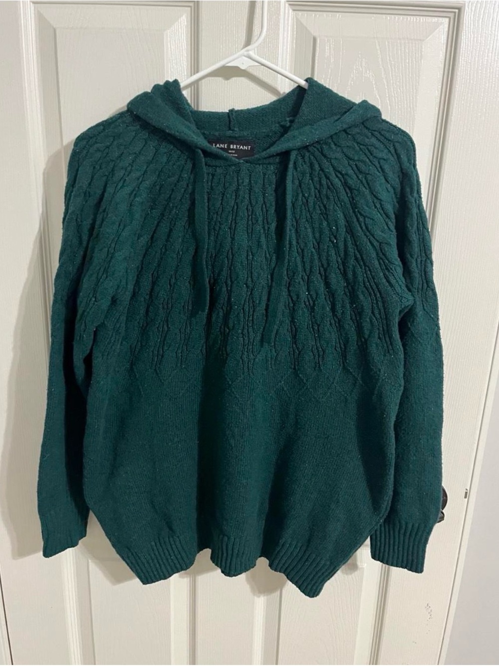 Lane Bryant Teal Cable-Knit Hooded Sweater